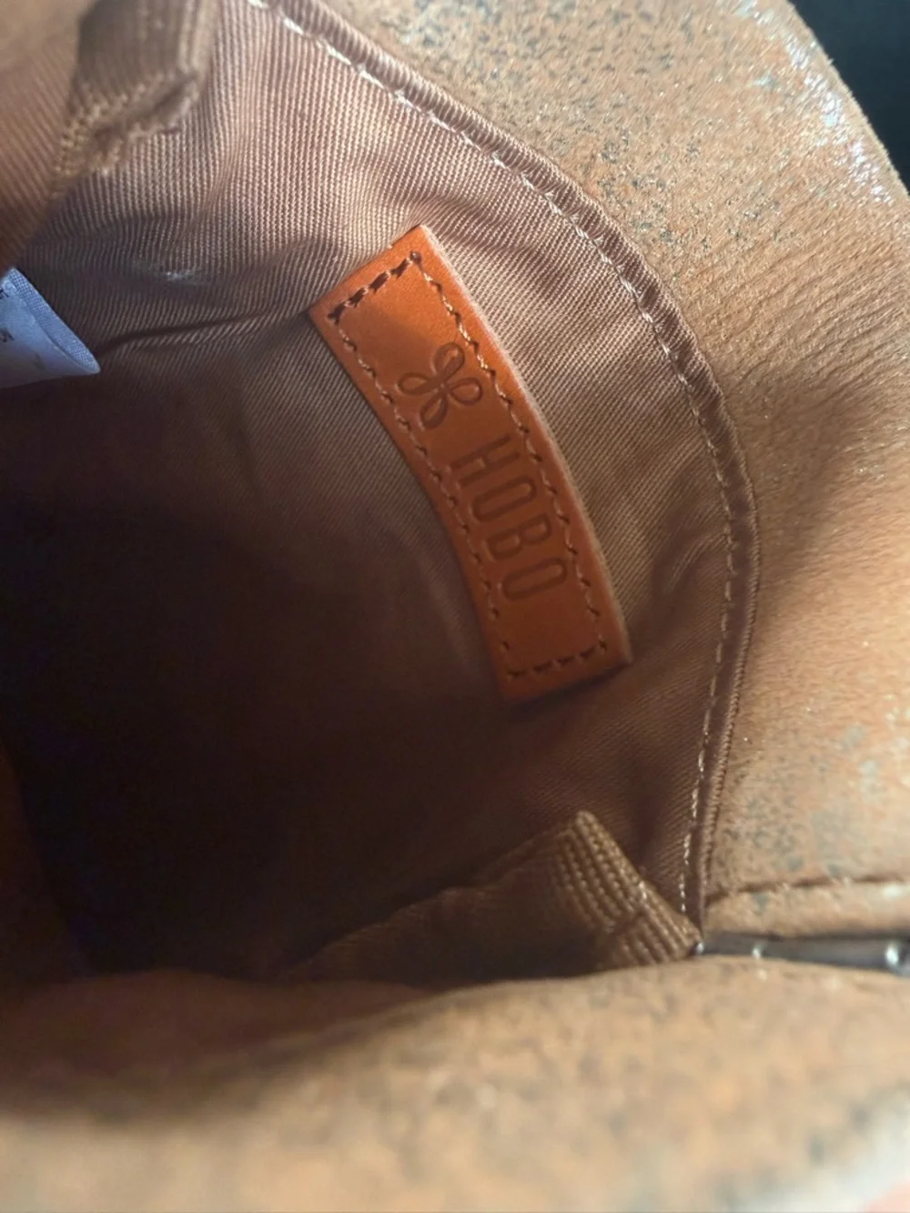 HOBO Iridescent Gold + Tan Leather Zip sunglasses or phone Pouch